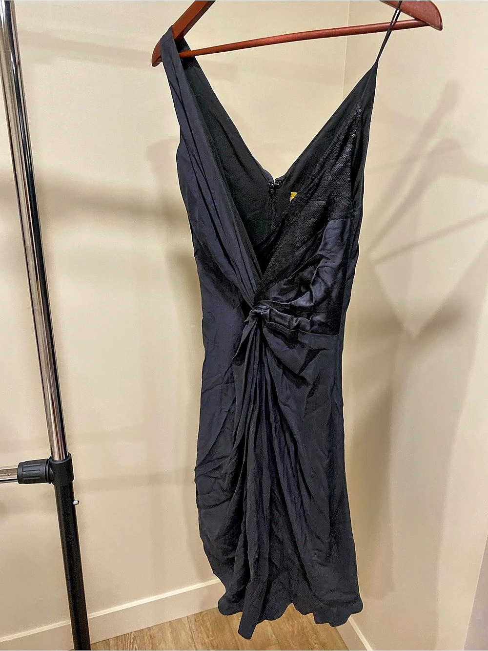 Nicole Miller Ruched Sequin Mini Dress in Black